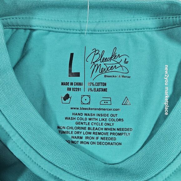 New bleecker & Mercer Mens Short Sleeve BLUE GREEN T Shirt SIZE LARGE - Picture 7 of 9